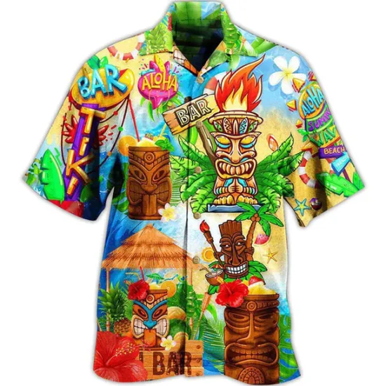 Clearance OUKU Men's Cartoon Mask Tropical Plants Summer Hawaiian Shirt Camp Collar Shirt Aloha Shirt Short Sleeve Shirt Turndown Fashion Hawaiian Designer Outdoor Street Casual Yellow Red Blue S M L