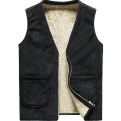 New OUKU Men's Cashmere Vest Fleece Jacket Winter Wool Vest Male Cotton Padded Vests Warm Waistcoats Outerwear Top Grey 2 L