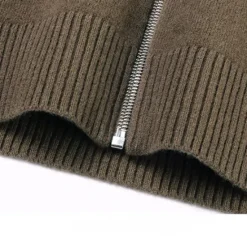 New OUKU Men's Cashmere Zip Sweater Knit Solid Color Turtleneck Christmas Knitwear School Christmas Clothing Apparel Fall Winter Black Brown S M L
