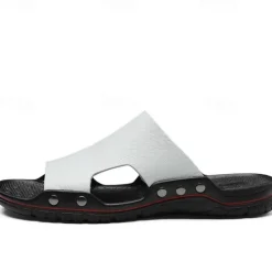 Hot OUKU Men's Casual Brown Slide Sandals with Crocodile Pattern and Durable Rubber Sole – Comfortable Outdoor Footwear for Summer, Beach and Daily Wear