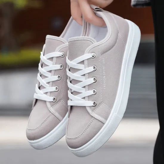 Online OUKU Men's Casual Canvas Sneakers – Lightweight Lace-Up Shoes with Durable Sole for Everyday Wear and Outdoor Activities