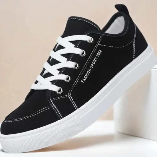 Online OUKU Men's Casual Canvas Sneakers – Lightweight Lace-Up Shoes with Durable Sole for Everyday Wear and Outdoor Activities