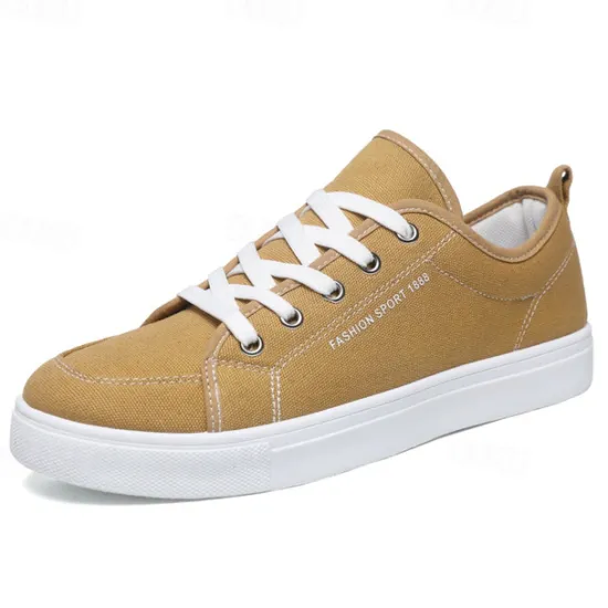 Online OUKU Men's Casual Canvas Sneakers – Lightweight Lace-Up Shoes with Durable Sole for Everyday Wear and Outdoor Activities