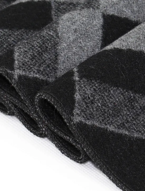 Clearance OUKU Men's Casual Daily Weekend Black Apricot Scarf Plaid