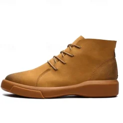 Online OUKU Men's Casual Faux Leather Ankle Boots with Lace-Up Design, Comfortable Non-Slip Sole, Perfect for Everyday Wear and Outdoor Activities