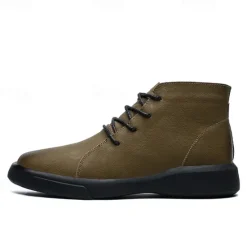 Online OUKU Men's Casual Faux Leather Ankle Boots with Lace-Up Design, Comfortable Non-Slip Sole, Perfect for Everyday Wear and Outdoor Activities
