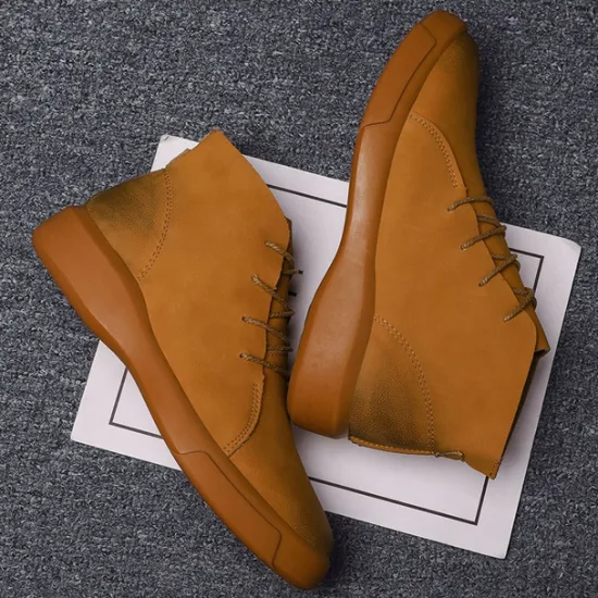 Online OUKU Men's Casual Faux Leather Ankle Boots with Lace-Up Design, Comfortable Non-Slip Sole, Perfect for Everyday Wear and Outdoor Activities
