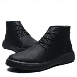 Online OUKU Men's Casual Faux Leather Ankle Boots with Lace-Up Design, Comfortable Non-Slip Sole, Perfect for Everyday Wear and Outdoor Activities