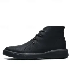 Online OUKU Men's Casual Faux Leather Ankle Boots with Lace-Up Design, Comfortable Non-Slip Sole, Perfect for Everyday Wear and Outdoor Activities