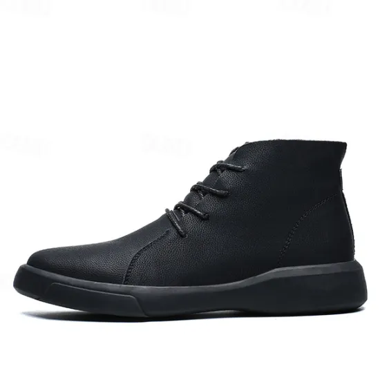 Online OUKU Men's Casual Faux Leather Ankle Boots with Lace-Up Design, Comfortable Non-Slip Sole, Perfect for Everyday Wear and Outdoor Activities