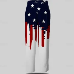 Discount OUKU Men's Casual Flag American Flag Dress Pants 3D Print Pocket 3D Print Mid Waist Party Evening Dailywear Vacation Summer Spring Fall Slim Fit Inelastic Blue