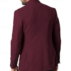 Hot OUKU Men's Casual Jacket Blazer Daily Vacation Warm Pocket Fall & Winter Plain Vintage Fashion Standing Collar Regular Black White Wine Navy Blue Jacket