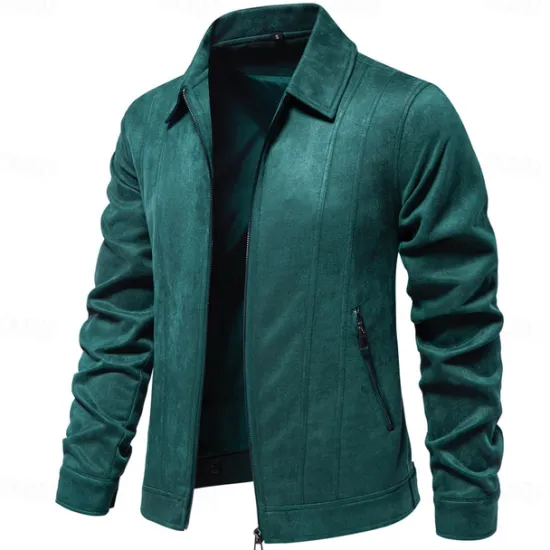 Hot OUKU Men's Casual Jacket Brown Suede Jacket Casual Daily Sexy Fall & Winter Solid / Plain Color Casual Lapel Regular Black Yellow Green Gray Jacket