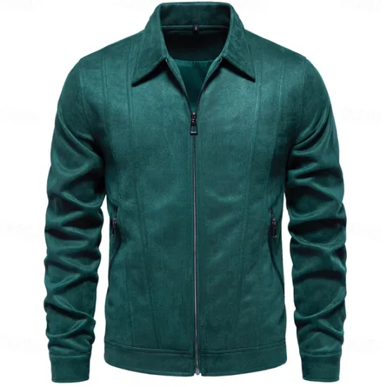 Hot OUKU Men's Casual Jacket Brown Suede Jacket Casual Daily Sexy Fall & Winter Solid / Plain Color Casual Lapel Regular Black Yellow Green Gray Jacket