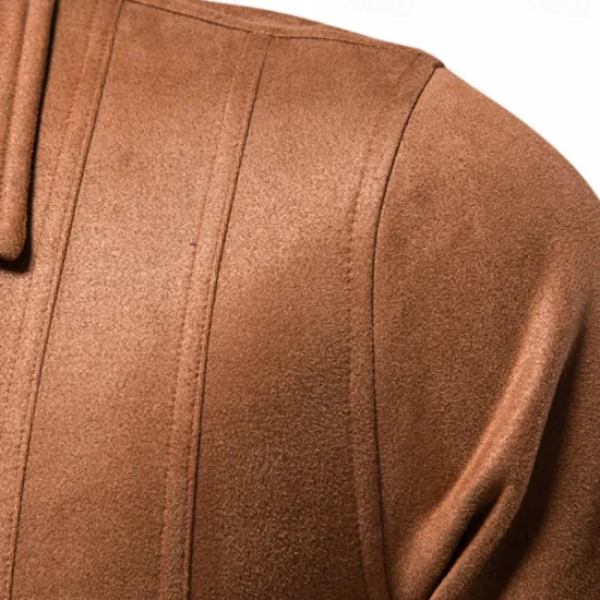 Hot OUKU Men's Casual Jacket Brown Suede Jacket Casual Daily Sexy Fall & Winter Solid / Plain Color Casual Lapel Regular Black Yellow Green Gray Jacket
