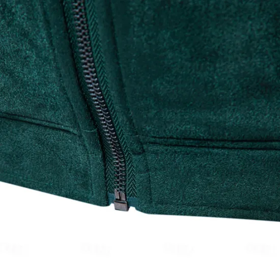 Outlet OUKU Men's Casual Jacket Suede Jacket Casual Daily Windbreaker Sexy Fall & Winter Solid / Plain Color Casual Collarless Regular Black Yellow Green Gray Jacket