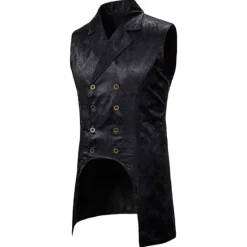 Online OUKU Men's Casual Jacket Vest Gilet Wedding Street Daily Holiday Streetwear Casual Winter Pocket Retro Polyester Windproof Warm Solid Color Single Breasted Turndown Regular Fit Black Red Navy Blue Vest