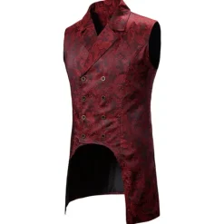 Online OUKU Men's Casual Jacket Vest Gilet Wedding Street Daily Holiday Streetwear Casual Winter Pocket Retro Polyester Windproof Warm Solid Color Single Breasted Turndown Regular Fit Black Red Navy Blue Vest