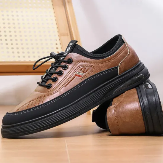 Best OUKU Men's Casual Lace-Up Shoes in Brown with Black Accents, Durable Design for Everyday Wear and Outdoor Activities