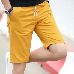 Online OUKU Men's Casual Shorts Pocket Drawstring Elastic Waist Plain Breathable Quick Dry Knee Length Casual Daily Fashion Streetwear Black White