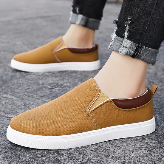 Outlet OUKU Men's Casual Slip-On Canvas Shoes – Lightweight Breathable Loafers for Daily Wear, Travel, and Outdoor Activities Gray