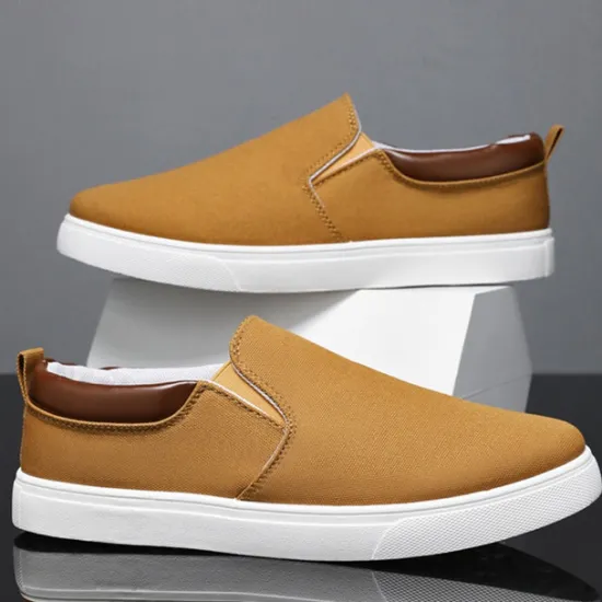 Outlet OUKU Men's Casual Slip-On Canvas Shoes – Lightweight Breathable Loafers for Daily Wear, Travel, and Outdoor Activities Gray
