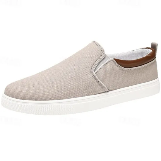 Outlet OUKU Men's Casual Slip-On Canvas Shoes – Lightweight Breathable Loafers for Daily Wear, Travel, and Outdoor Activities Gray