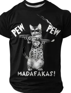 Outlet OUKU Men's Cat Funny T Shirt Short Sleeve T shirt 3D Print Crew Neck Shirt Fashion Daily Street Casual Daily Black Blue Green Summer Spring All Seasons Clothing Apparel S M L XL XXL XXXL