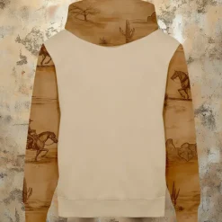 Online OUKU Men's Cattle Skulls Hoodies Sweatshirt Fashion Daily Long Sleeve Crew Neck Holiday Going out Streetwear Drawstring Fall Winter Designer Brown