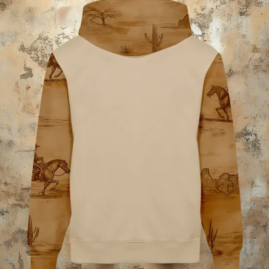 Online OUKU Men's Cattle Skulls Hoodies Sweatshirt Fashion Daily Long Sleeve Crew Neck Holiday Going out Streetwear Drawstring Fall Winter Designer Brown