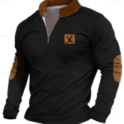 New OUKU Men's Cattle Sweatshirt Zip Sweatshirt Long Sleeve Sweatshirt Quarter Zip Daily Basic Print Sports Outdoor Travel Zip Up Spring & Fall