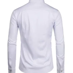 Outlet OUKU Men's Chinese Collar Shirt Mandarin Collar Shirt Prom Shirt Tuxedo Shirts Solid Colored Outdoor Party Black White Long Sleeve Stand Collar Summer Spring Clothing Apparel Button-Down