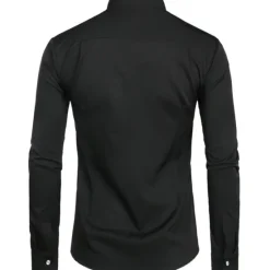 Outlet OUKU Men's Chinese Collar Shirt Mandarin Collar Shirt Prom Shirt Tuxedo Shirts Solid Colored Outdoor Party Black White Long Sleeve Stand Collar Summer Spring Clothing Apparel Button-Down