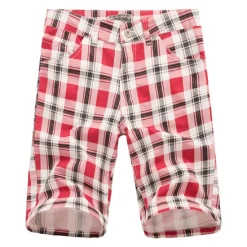 Best OUKU Men's Chino Shorts Bermuda shorts Work Shorts Pocket Print Lattice Comfort Outdoor Daily Going out Cotton Blend Fashion Streetwear Yellow Pink Khaki