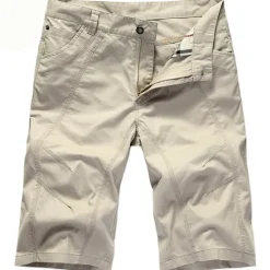 Online OUKU Men's Chino Shorts Bermuda shorts Work Shorts Pocket Plain Knee Length Outdoor Daily Going out Cotton Blend Fashion Streetwear Green Khaki Micro-elastic