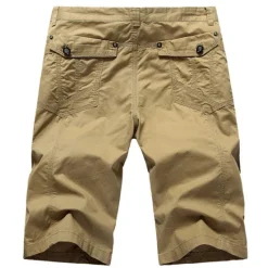 Online OUKU Men's Chino Shorts Bermuda shorts Work Shorts Pocket Plain Knee Length Outdoor Daily Going out Cotton Blend Fashion Streetwear Green Khaki Micro-elastic