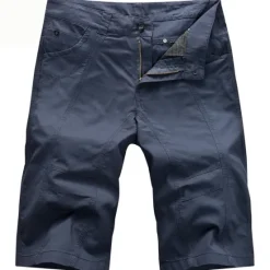 Online OUKU Men's Chino Shorts Bermuda shorts Work Shorts Pocket Plain Knee Length Outdoor Daily Going out Cotton Blend Fashion Streetwear Green Khaki Micro-elastic