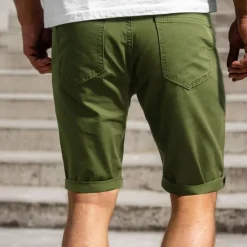 Clearance OUKU Men's Chino Shorts Bermuda shorts Work Shorts Pocket Plain Comfort Breathable Knee Length Outdoor Casual Daily Fashion Streetwear Blue Khaki