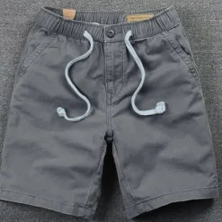 New OUKU Men's Chino Shorts Bermuda shorts Work Shorts Pocket Elastic Waist Plain Comfort Wearable Short Outdoor Casual Daily Streetwear Stylish ArmyGreen Black Grey