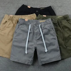 New OUKU Men's Chino Shorts Bermuda shorts Work Shorts Pocket Elastic Waist Plain Comfort Wearable Short Outdoor Casual Daily Streetwear Stylish ArmyGreen Black Grey