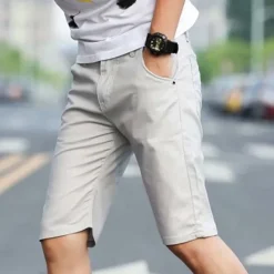 OUKU Men's Chino Shorts Bermuda shorts Work Shorts Pocket Plain Comfort Soft Knee Length Outdoor Casual Daily Fashion Streetwear Black Wine