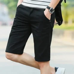 OUKU Men's Chino Shorts Bermuda shorts Work Shorts Pocket Plain Comfort Soft Knee Length Outdoor Casual Daily Fashion Streetwear Black Wine