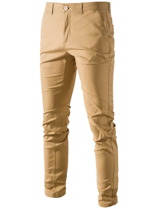 Outlet OUKU Men's Chinos Pants Trousers Trousers Chino Office Casual Cotton Navy Black Blue 30 31 32