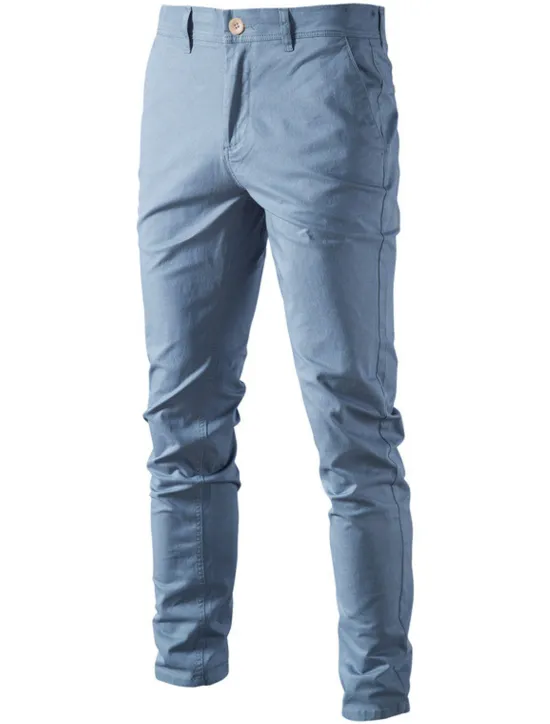 Outlet OUKU Men's Chinos Pants Trousers Trousers Chino Office Casual Cotton Navy Black Blue 30 31 32