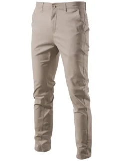 Outlet OUKU Men's Chinos Pants Trousers Trousers Chino Office Casual Cotton Navy Black Blue 30 31 32