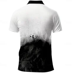 Discount OUKU Men's Christian Golf Shirt Short Sleeve Polo Shirts Collared Shirts Vacation Wear Party Outfits Buttons 3D Print Summer Black