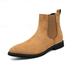 Best OUKU Men's Classic Tan Suede Chelsea Boots with Elastic Panels - Comfortable Slip-On Ankle Boots for Casual and Formal Occasions