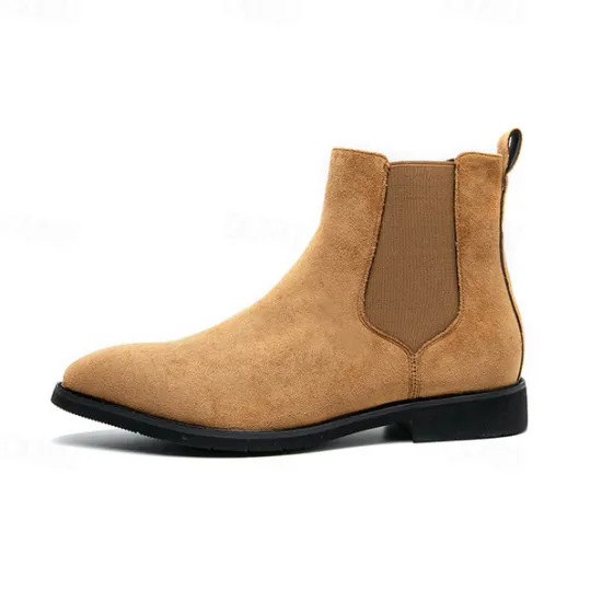 Best OUKU Men's Classic Tan Suede Chelsea Boots with Elastic Panels - Comfortable Slip-On Ankle Boots for Casual and Formal Occasions
