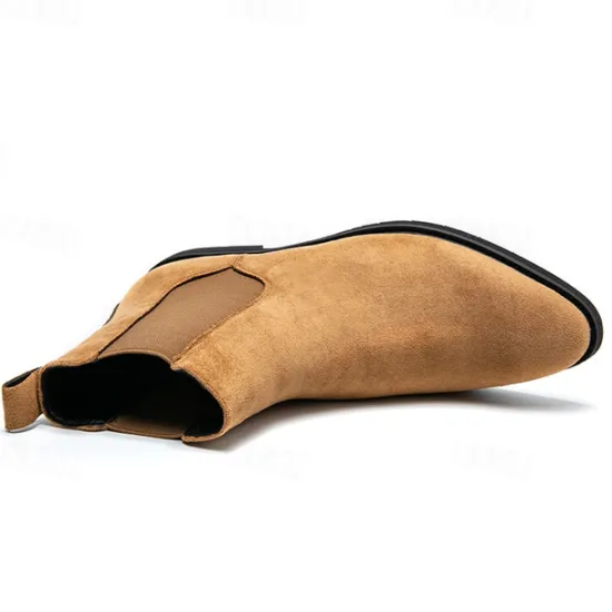 Best OUKU Men's Classic Tan Suede Chelsea Boots with Elastic Panels - Comfortable Slip-On Ankle Boots for Casual and Formal Occasions