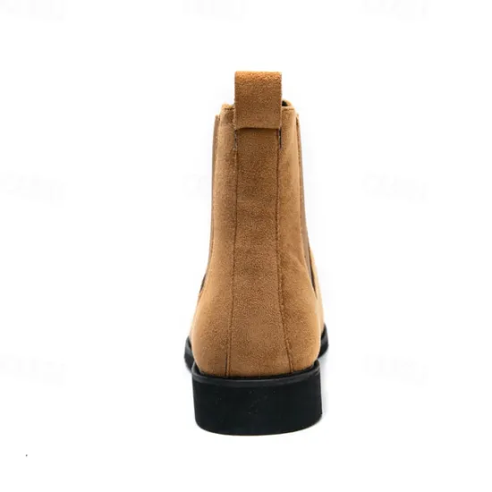 Best OUKU Men's Classic Tan Suede Chelsea Boots with Elastic Panels - Comfortable Slip-On Ankle Boots for Casual and Formal Occasions